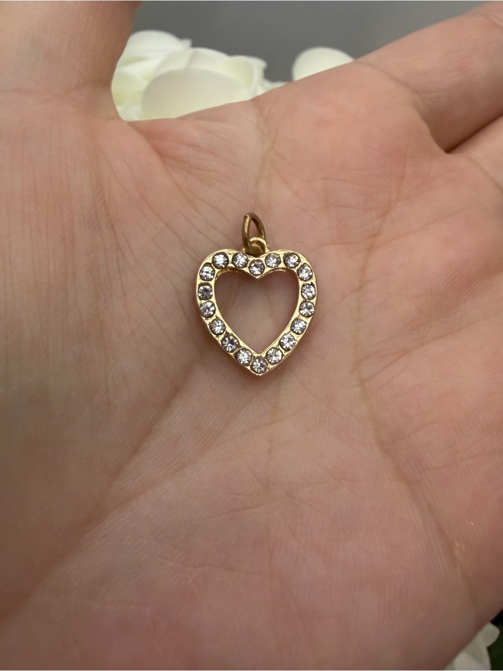 Gold tone Heart Crystal Pendant Charm - Women's Jewelry
